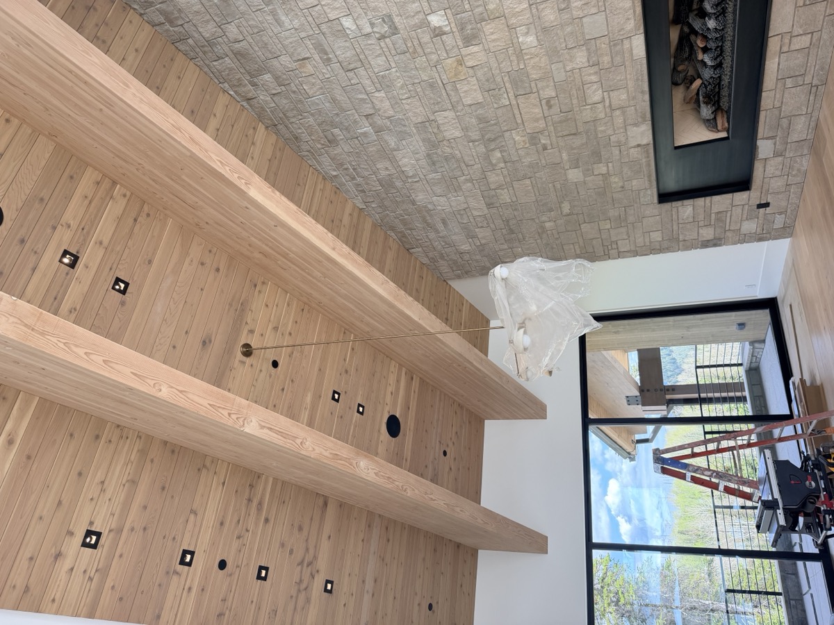 Fine wood tongue-and-groove alignment and joinery detail